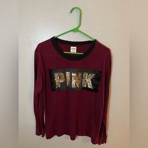 Long Sleeve Velvet T-Shirt from Pink